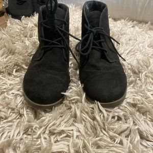 Black faux suede booties